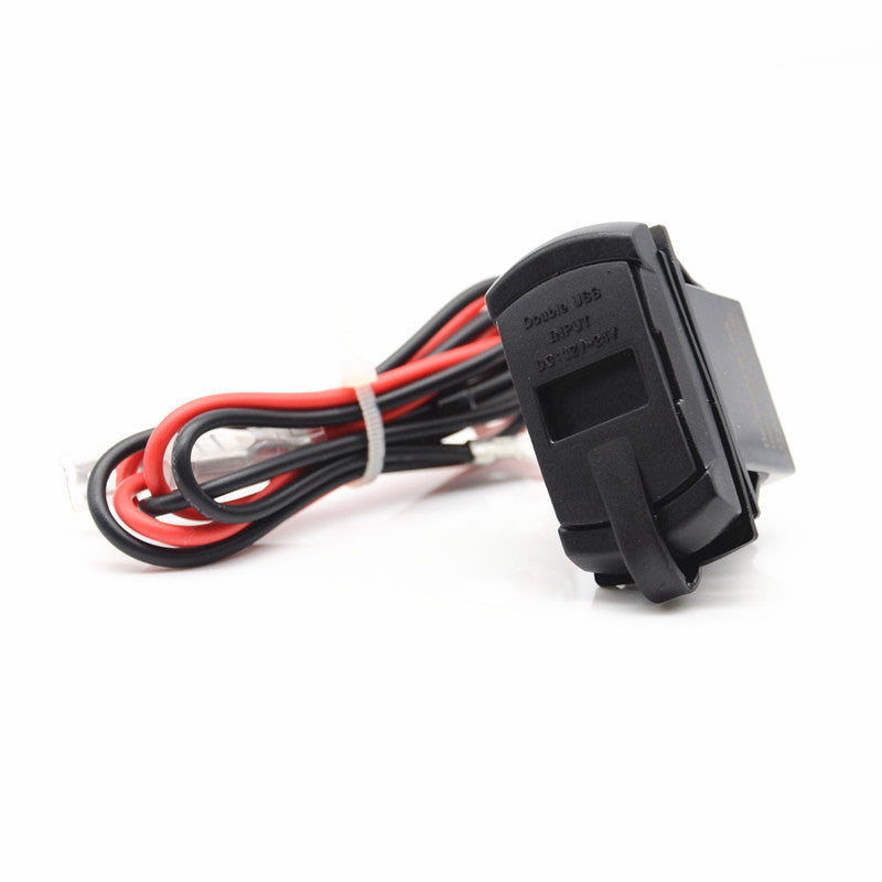 Car Marine Boat Red LED Rocker Push Switch Style 12V Voltmeter Dual USB Charger