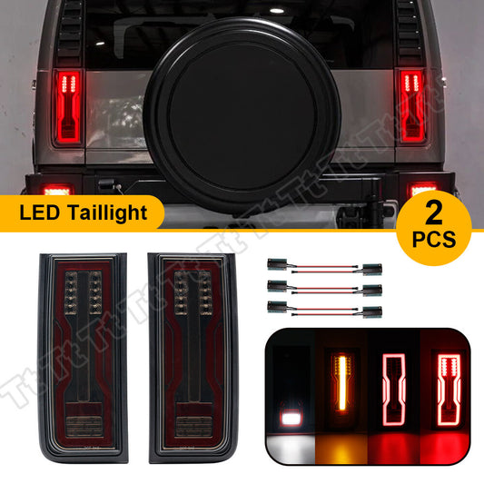Suitable for 03-09 for Hummer H2 SUV 4-in-1 Smoked LED Rear Brake, Turn Signal, and Reversing Lights