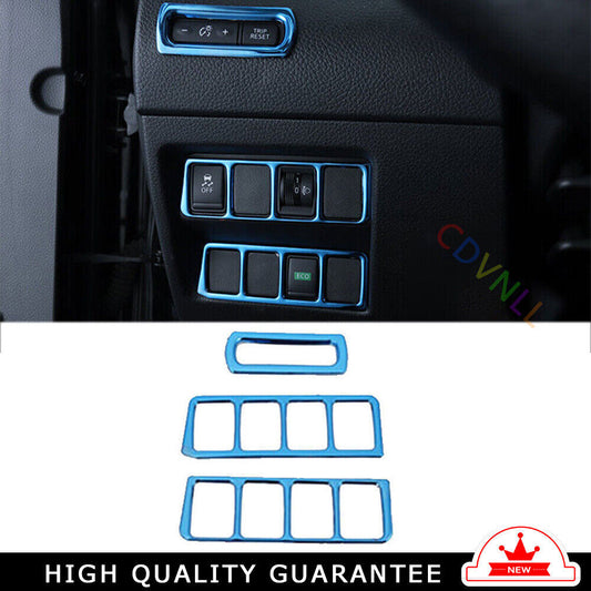 Headlight Button Frame Cover Trim Fit for Nissan Rogue Sport 17-21 Blue Titanium