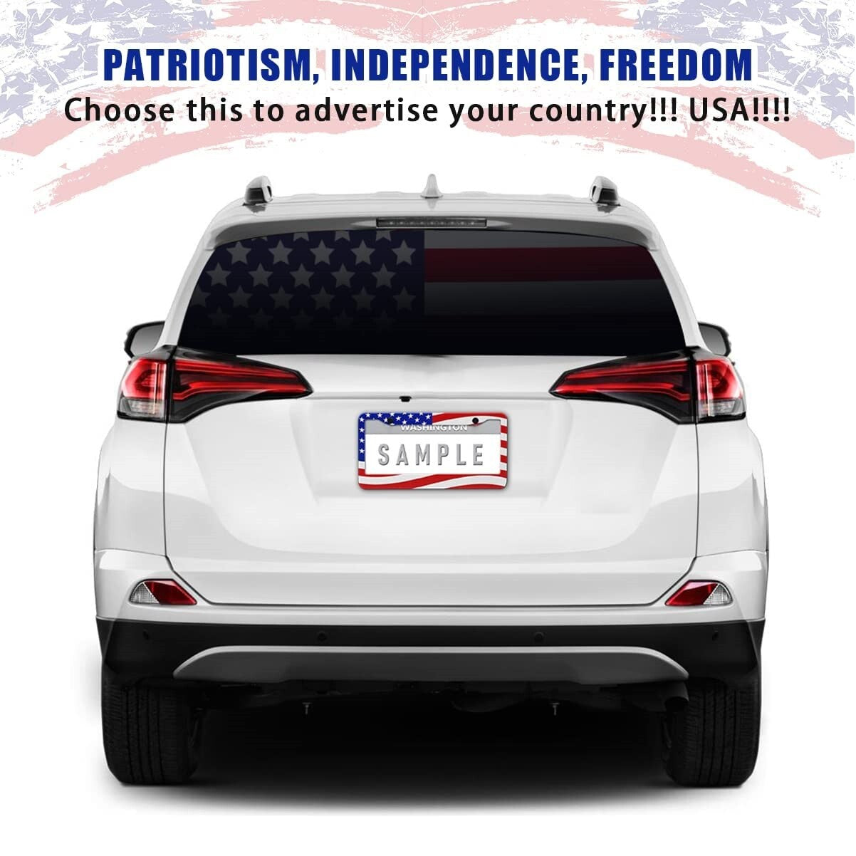 2x for Toyota Accessory US American Flag Patriotic Car License Plate Frame Cover