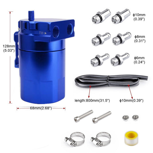 Blue 300ml Aluminum Baffled Car Oil Catch Tank Can Reservoir Oil Catch Tank Kit