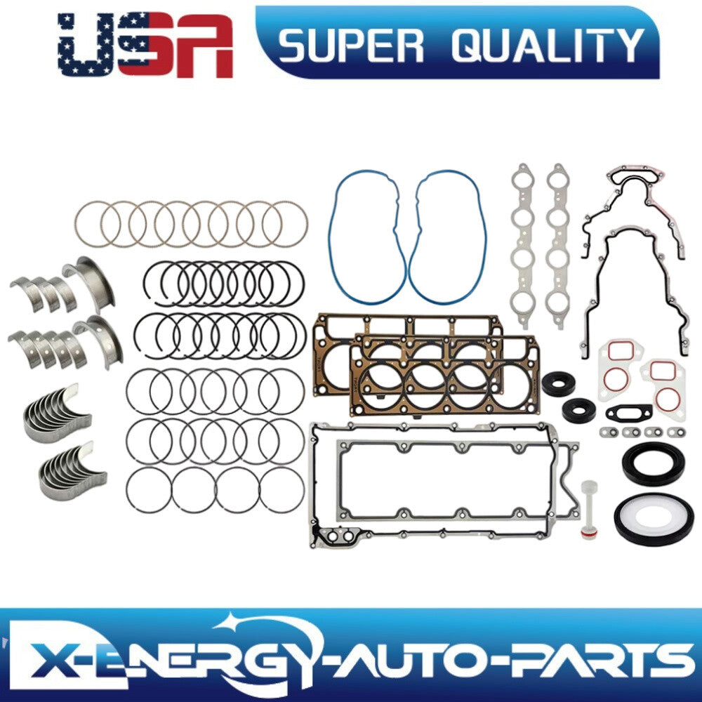 LS  LS9 Gaskets Kit + Main Rod Bearings + Piston Rings for GM for Chevy LS1 LS6 LQ4