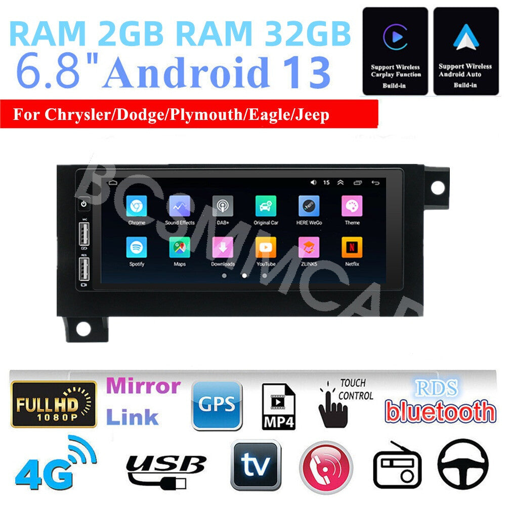 6.8IN Car Stereo Radio Touch Screen WiFi GPS Fit for Eagle Vision 1993-1997