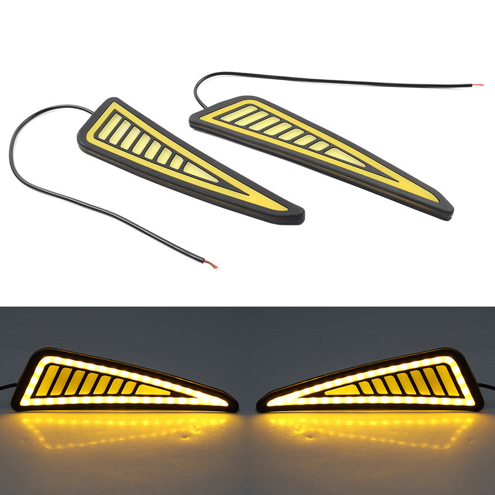 Pair Car Universal LED DRL Daytime Running Light Driving Turn Signal Amber/White