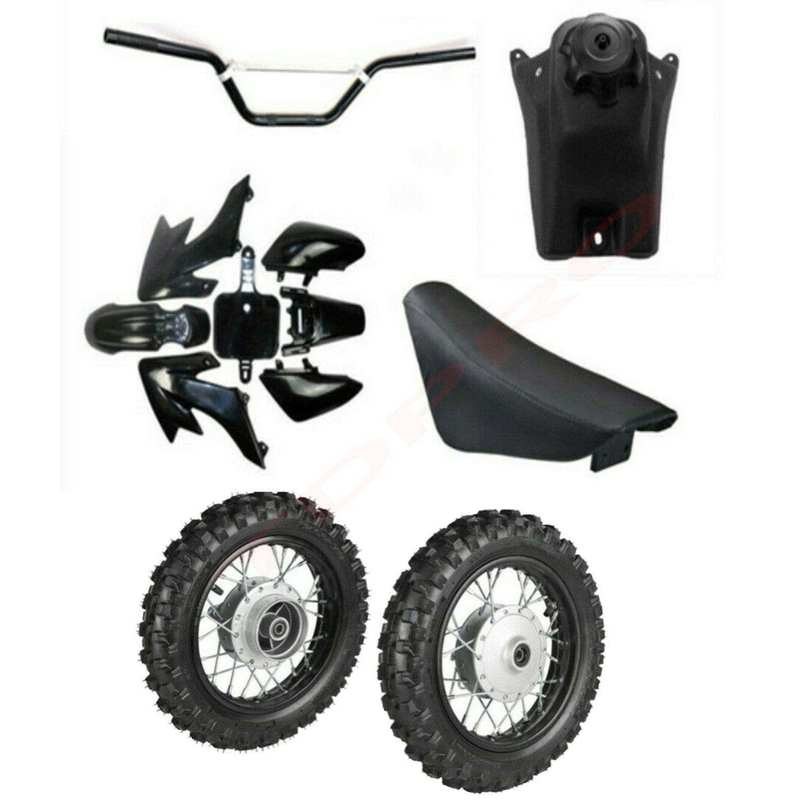 Complete plastic fender kit, for seat handles, 10-inch wheels, 2.5-10 inch wheels suitable for CRF50 XR50