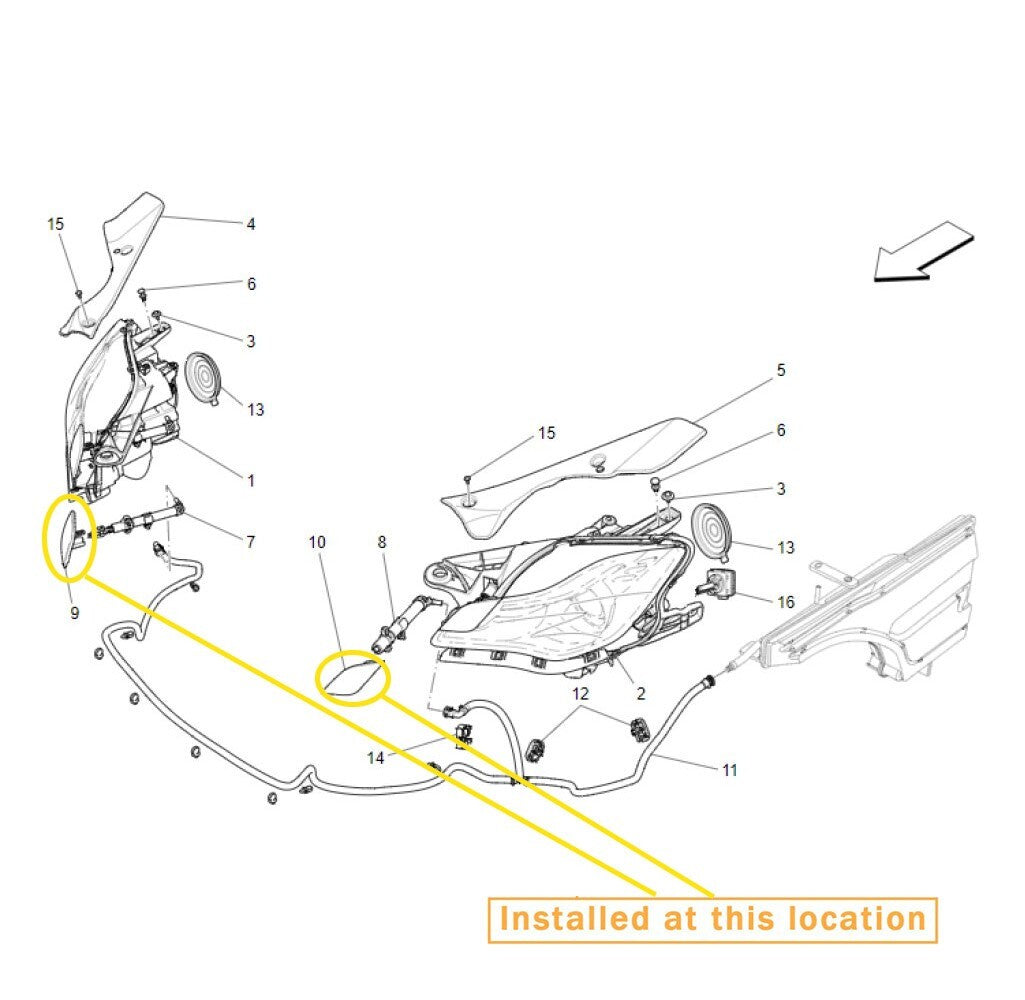 Equipment Manufacturer ( ) for Maserati Quattroporte Headlight Washer Nozzle Kit: 673008001 673008002