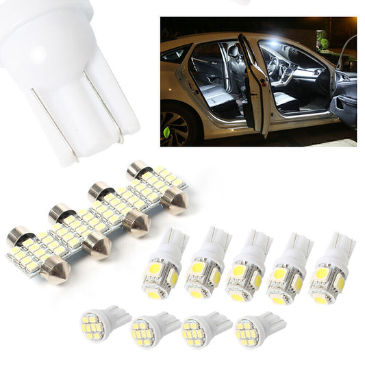 13X Car White LED Lights Kit For Interior Dome License Plate Lamp Bulbs