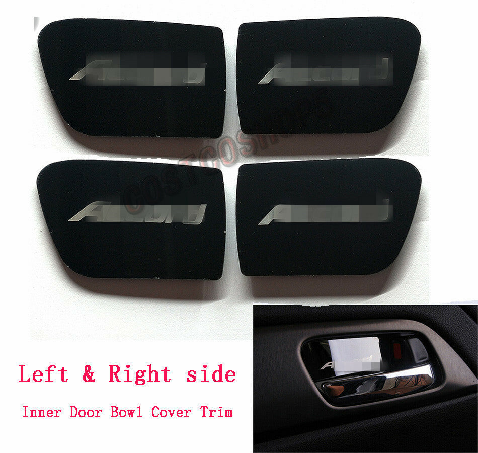 Set of 4 Black Titanium Steel Inner Door Bowl Cover Trim for Honda Accord 14-17