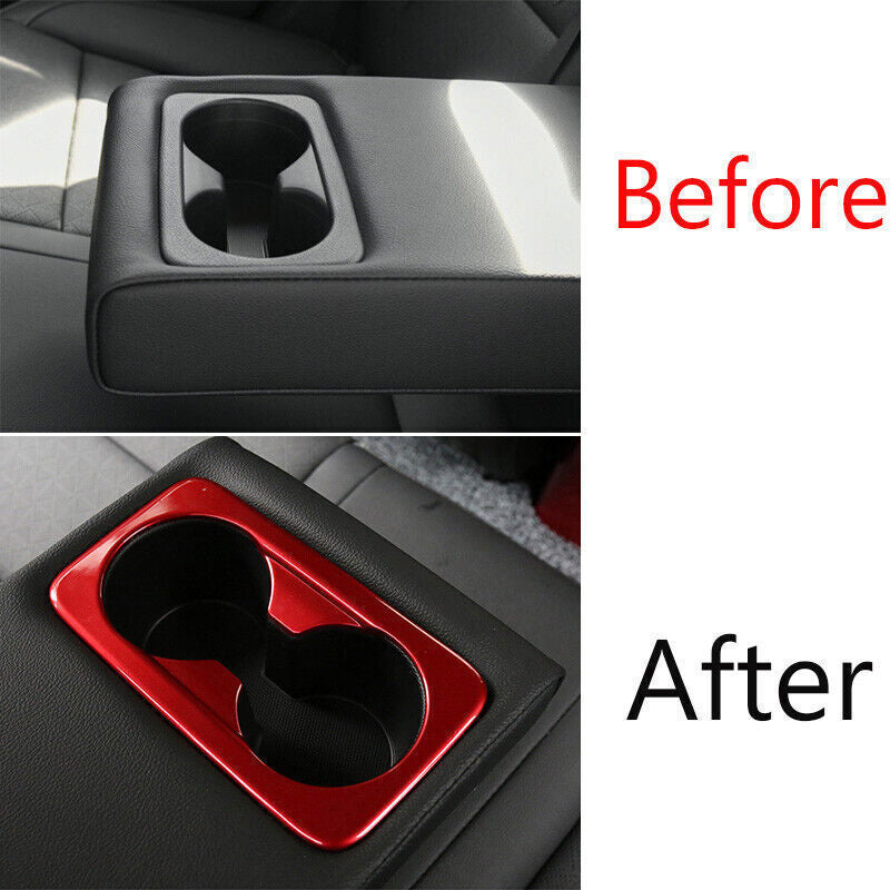 Car Rear Water Cup Holder Panel Cover Trim for Kia K3 Forte 2019-2022 Bright Red