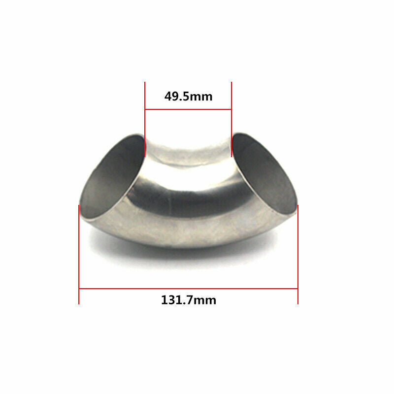 2.36in/60mm Stainless Steel Car 90¡« Bend Exhaust Pipe Tube Elbow Fitting Welded