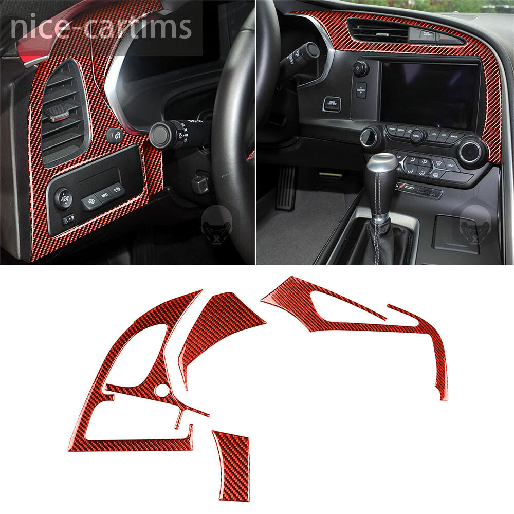 4¡ÁRed Carbon Fiber Dashboard Air Vent Outlet Panel Cover for Corvette C7 2014-19