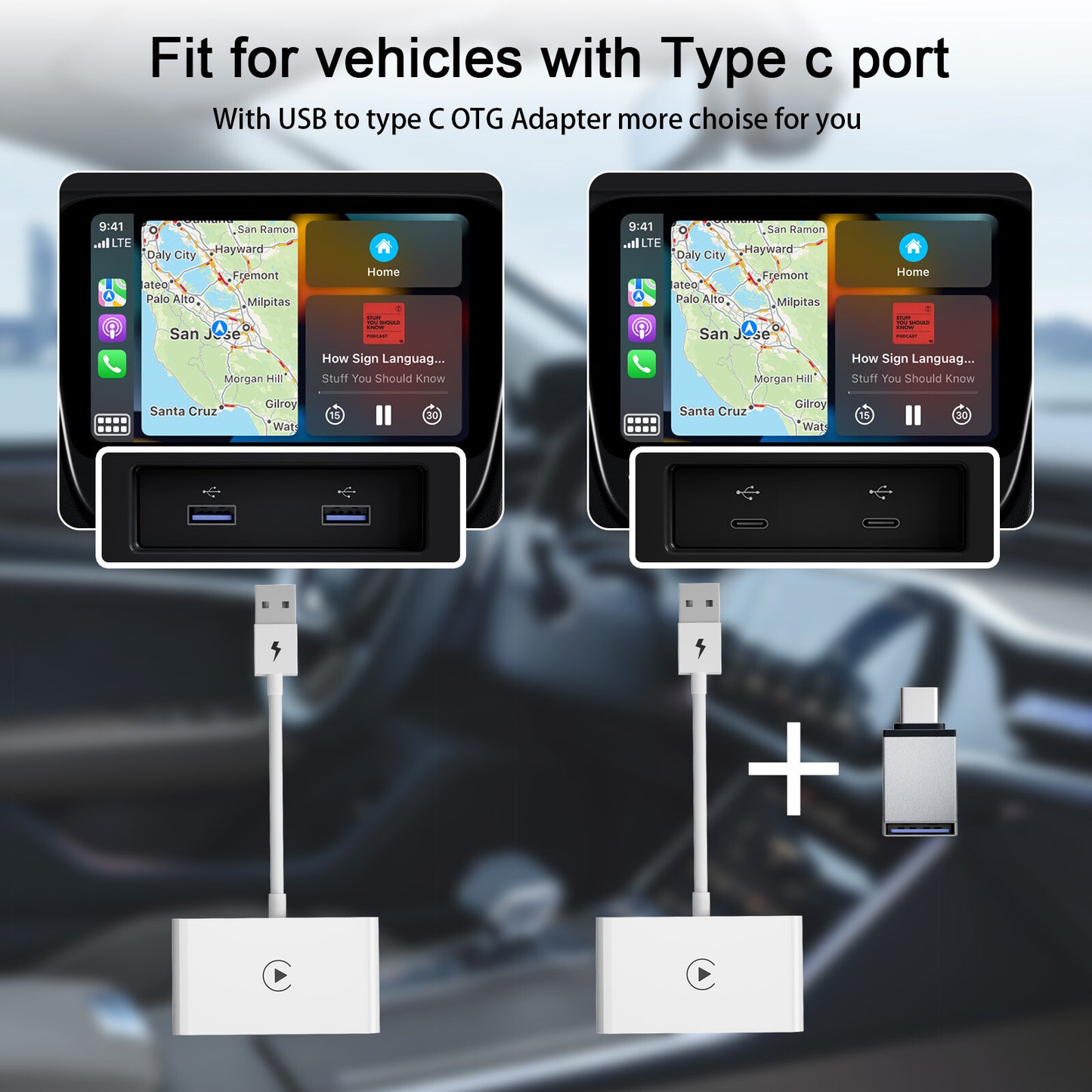 USB Wireless Adapter Dongle For iOS 10+ Car Auto CarPlay Navigation Player c