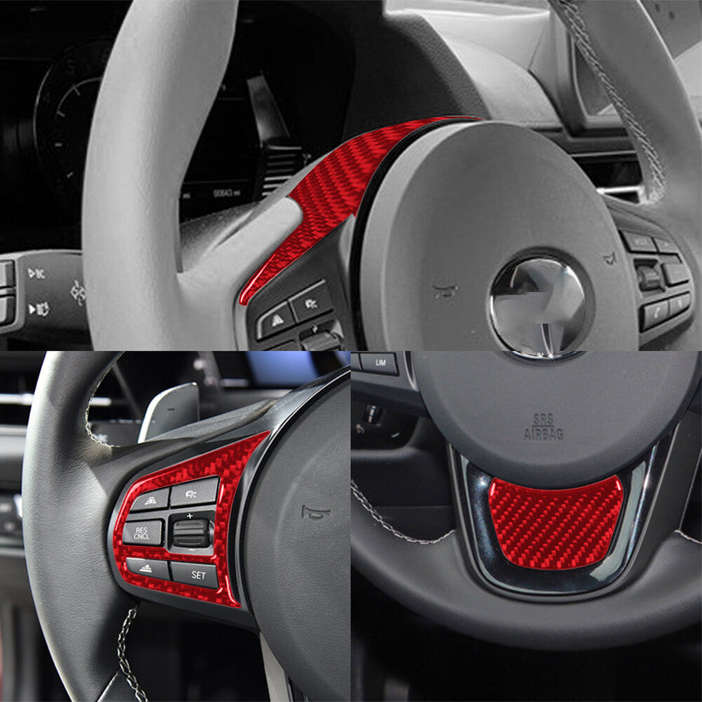 4Pcs Red Carbon Fiber Steering Wheel Kit Cover Trim for Toyota Supra 2019-2022
