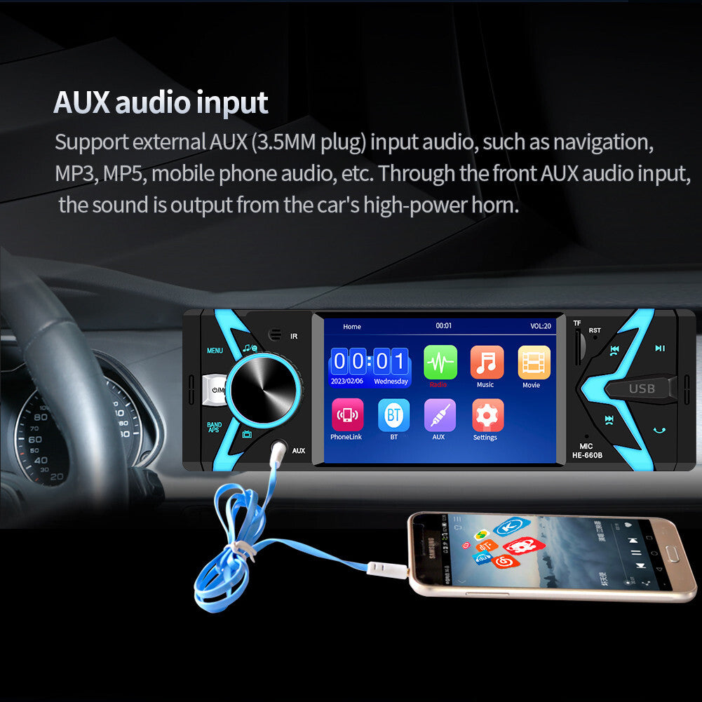 Single Din Car Stereo 4.1in Bluetooth Radio MP5 Player USB/TF/AUX Mirror Link