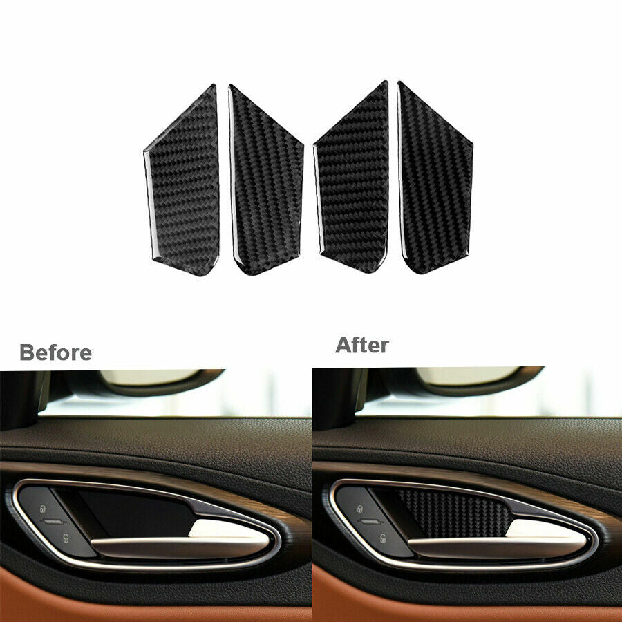 Carbon fiber door handle trim cover for Alfa Romeo Giulia 17-20
