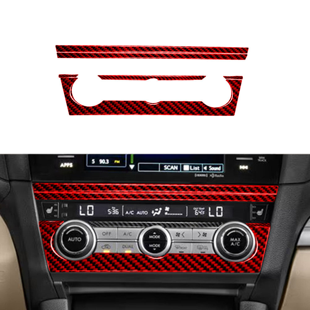 Red Carbon Fiber A/C Console Panel Cover Trim for Subaru Outback Legacy 2015-17
