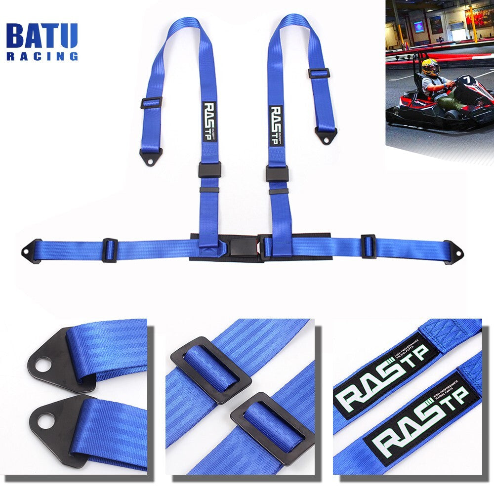 Universal Blue 2 4 Point Harness Quick Release Safety for Seat Belt Fit For Go-Kart