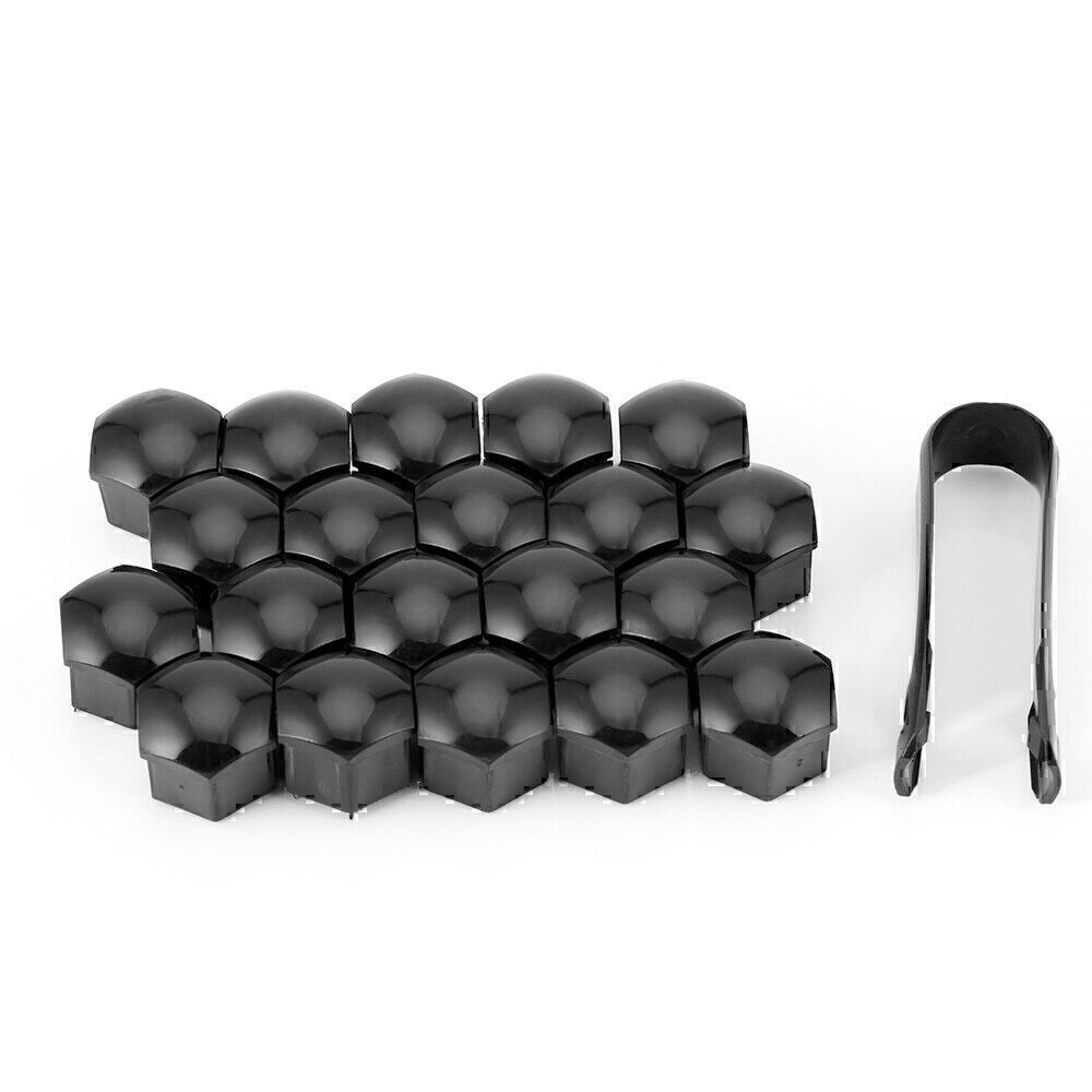 Wheel Lug Nut Bolt Center Cover Black Cap  Tool for VW for Audi for Skoda 20pcs 17mm