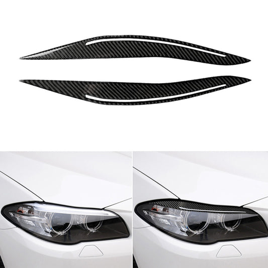 2x carbon fiber headlight eyebrow trim for BMW 5 Series F10 2014-2016