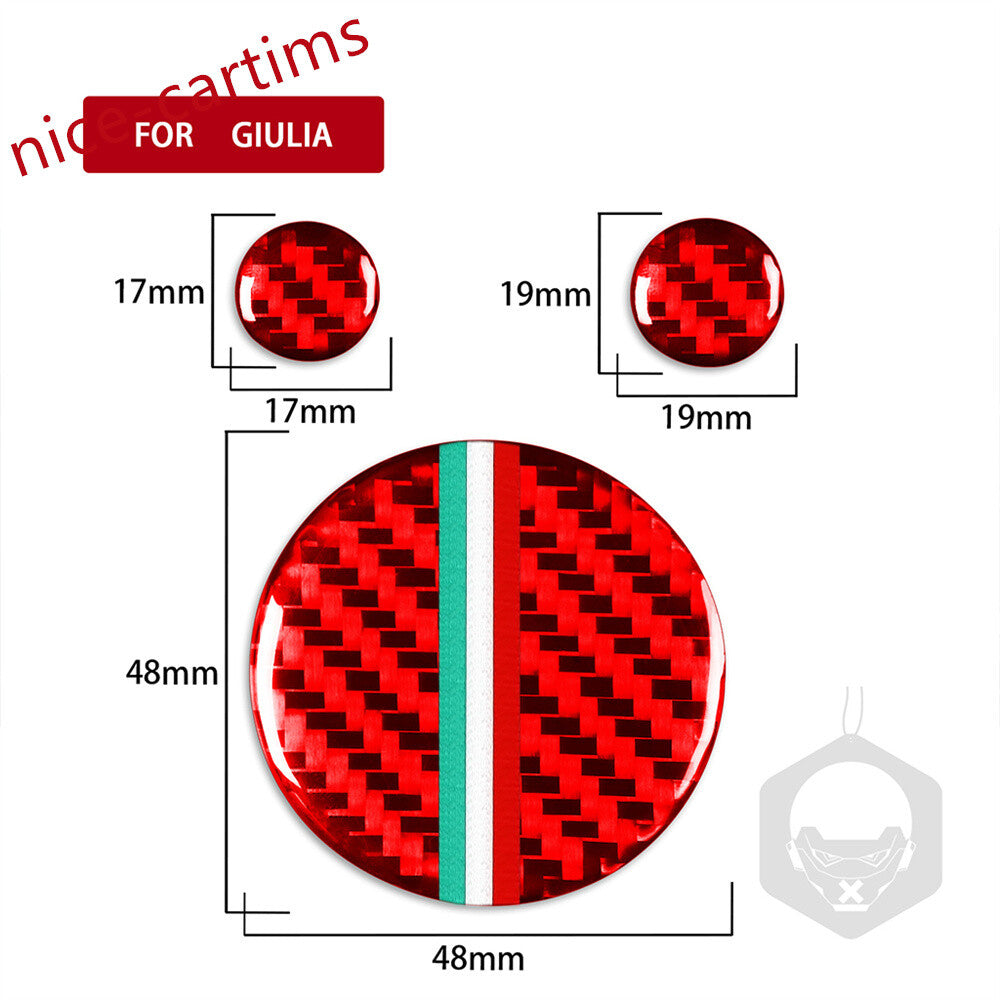 Red Carbon Fiber Inner Central Control Knobs Cover for Alfa Romeo Giulia 2020-21