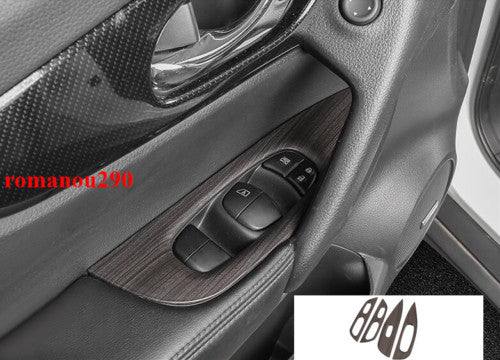 for Nissan Rogue 2017-2020 Wood Grain ABS Glass Window Lift Switch Cover Trim 4P