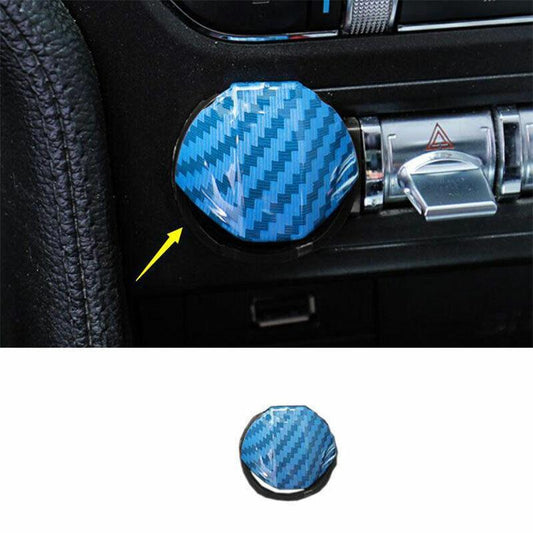 for Ford for Mustang 2015-2022 ABS Blue Carbon Fiber One-Click Startup Switch Cover