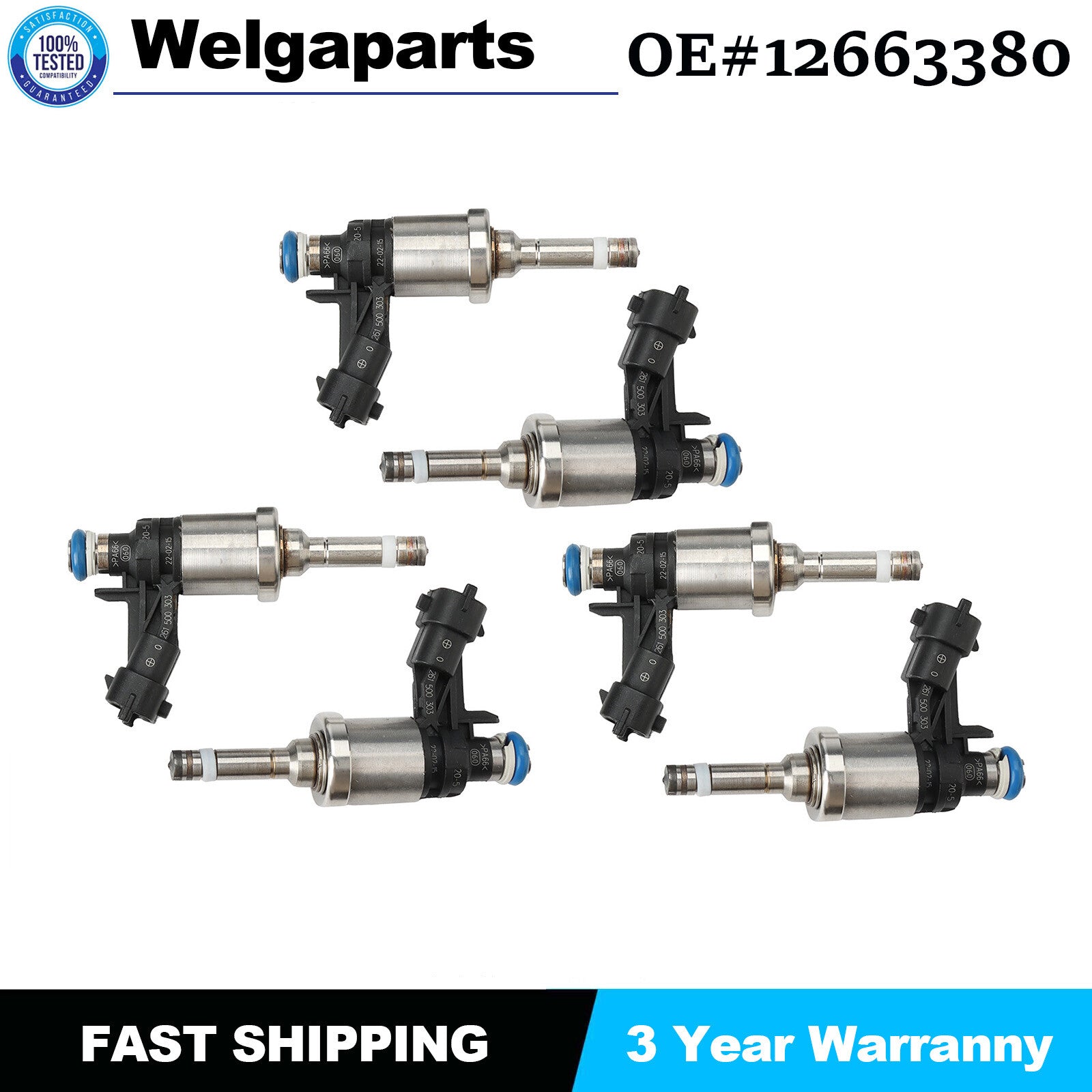 Set of Fuel Injectors 612663380 for GMC for Chevy Traverse for Buick Enclave 3.6L 12-17