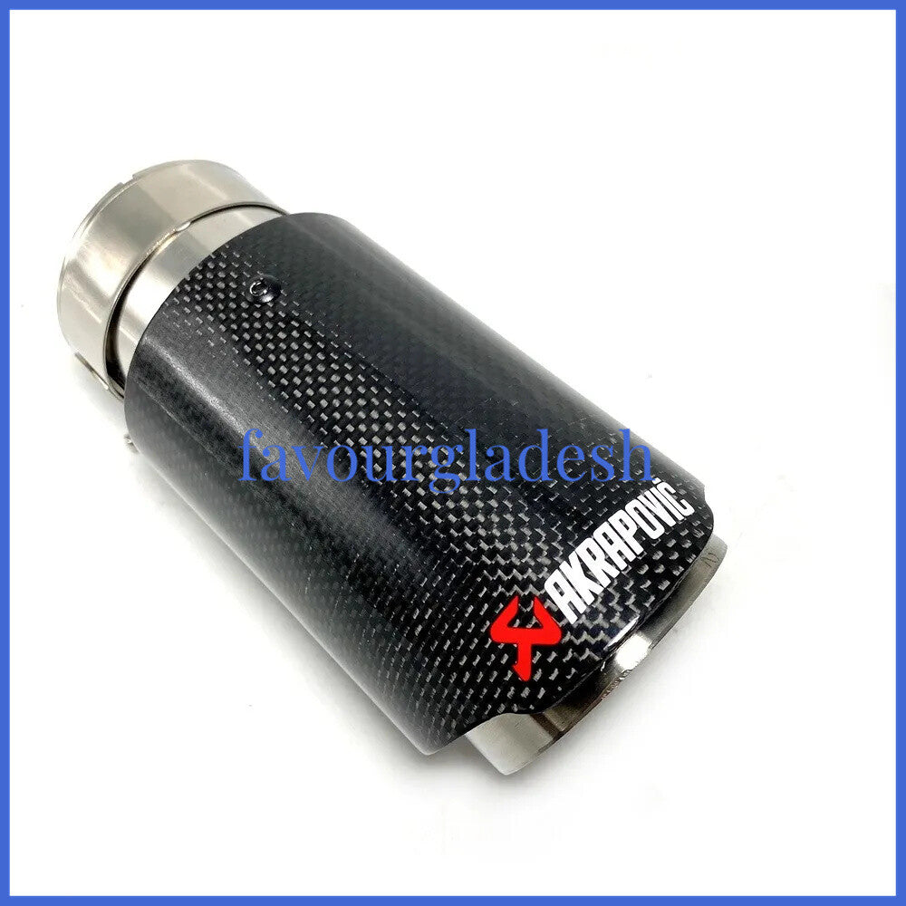 1 X IN 2.2 57MM OUT: 3.0 76MM Akrapovic Glossy Carbon Fiber Pipe Exhaust Tip
