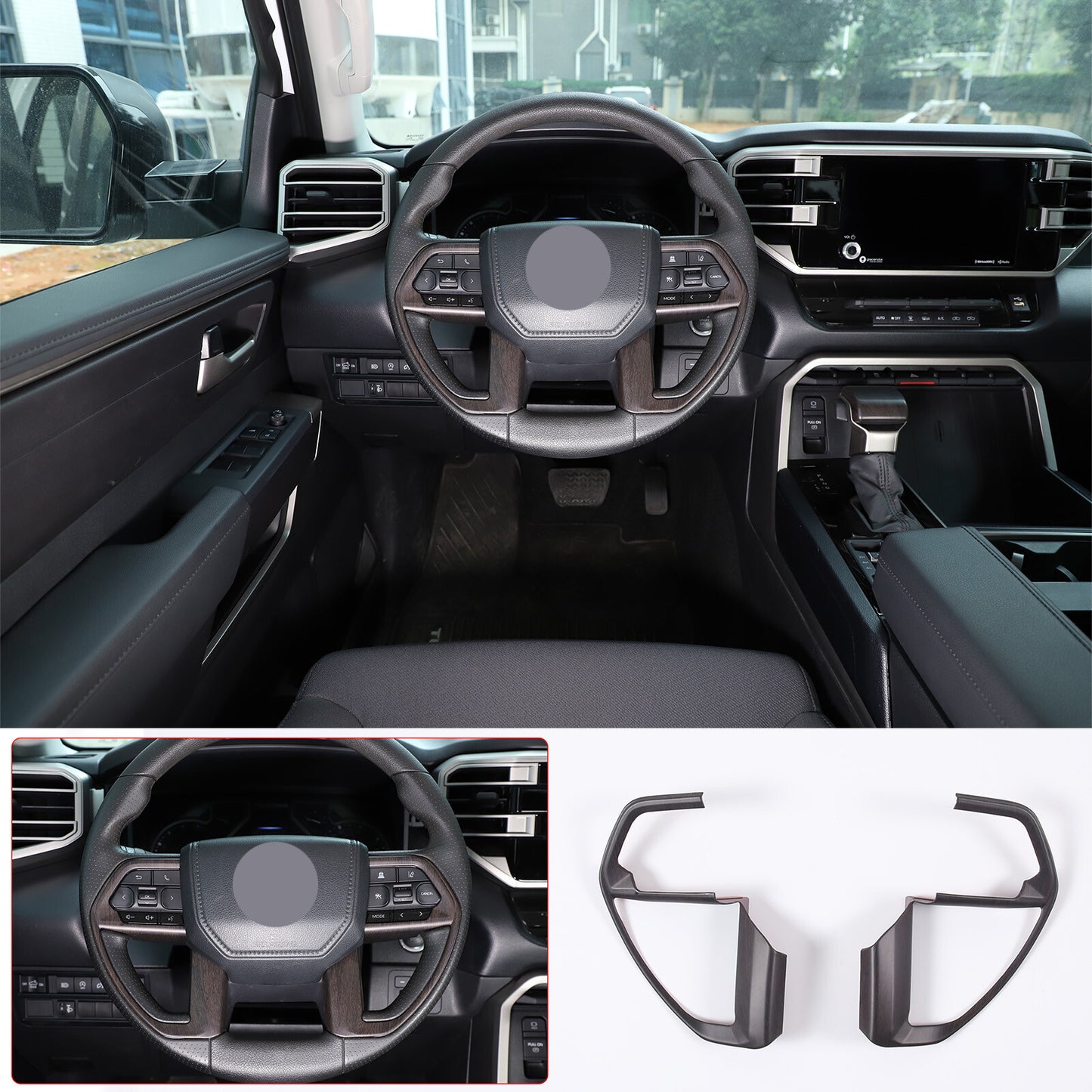Matte Black ABS Center Control Gear Panel Decorative Cover for Tundr@ Sequoia 2022-23