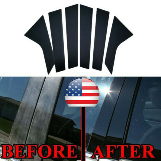 6 Pcs Car Pillar Posts Door Trim Cover Glossy Black For 2020-2021 for Hyundai Sonata