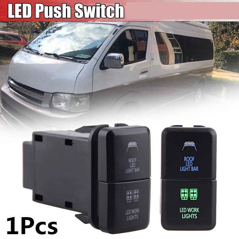 Car Dual LED Light Bar Blue/Green On-Off Push Switch For Prado Reiz Hilux Button