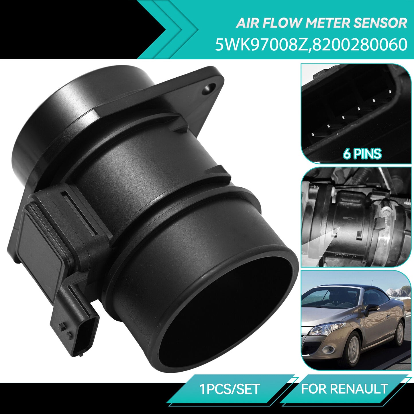 for Vauxhall Vivaro for Renault for Nissan MAF Mass Air Flow Sensor 8200280060 93856812