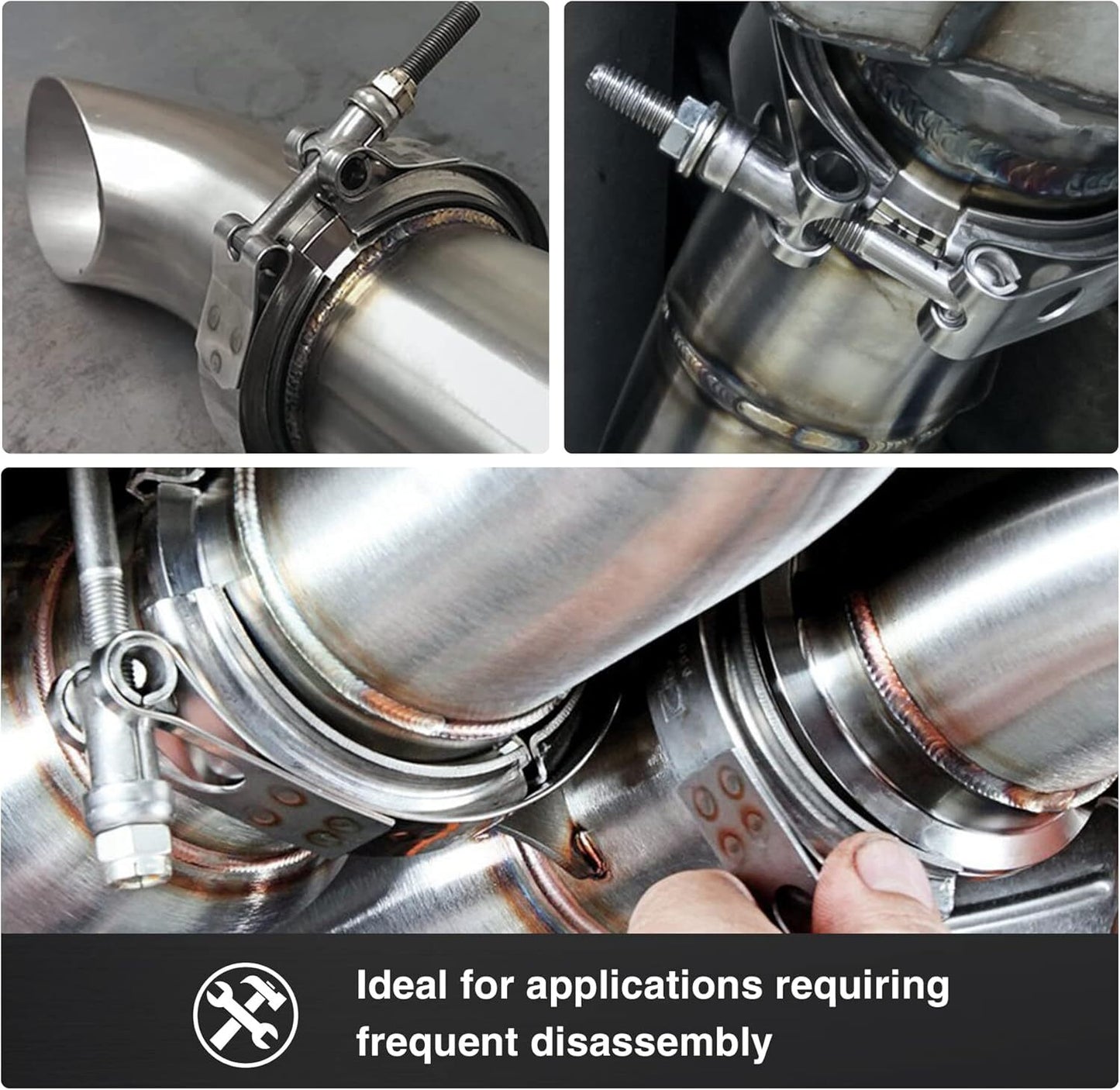 V-band clips and flange kit for 3-inch 76mm 304 stainless steel exhaust pipe