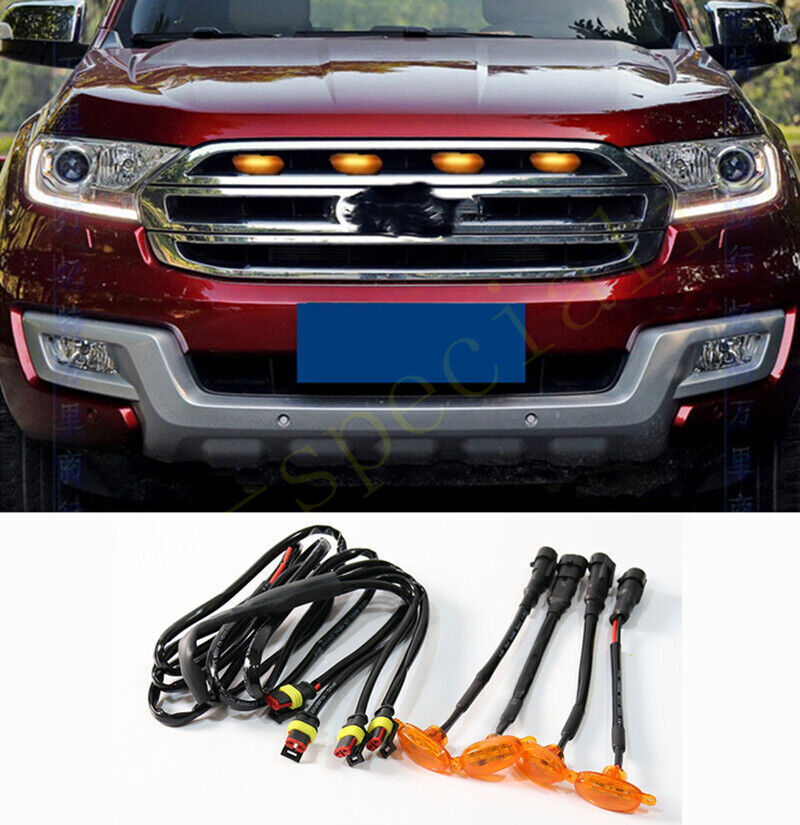 for Ford Ranger 2019-2024 Front Grille yellow LED Light Style DRL Lamp