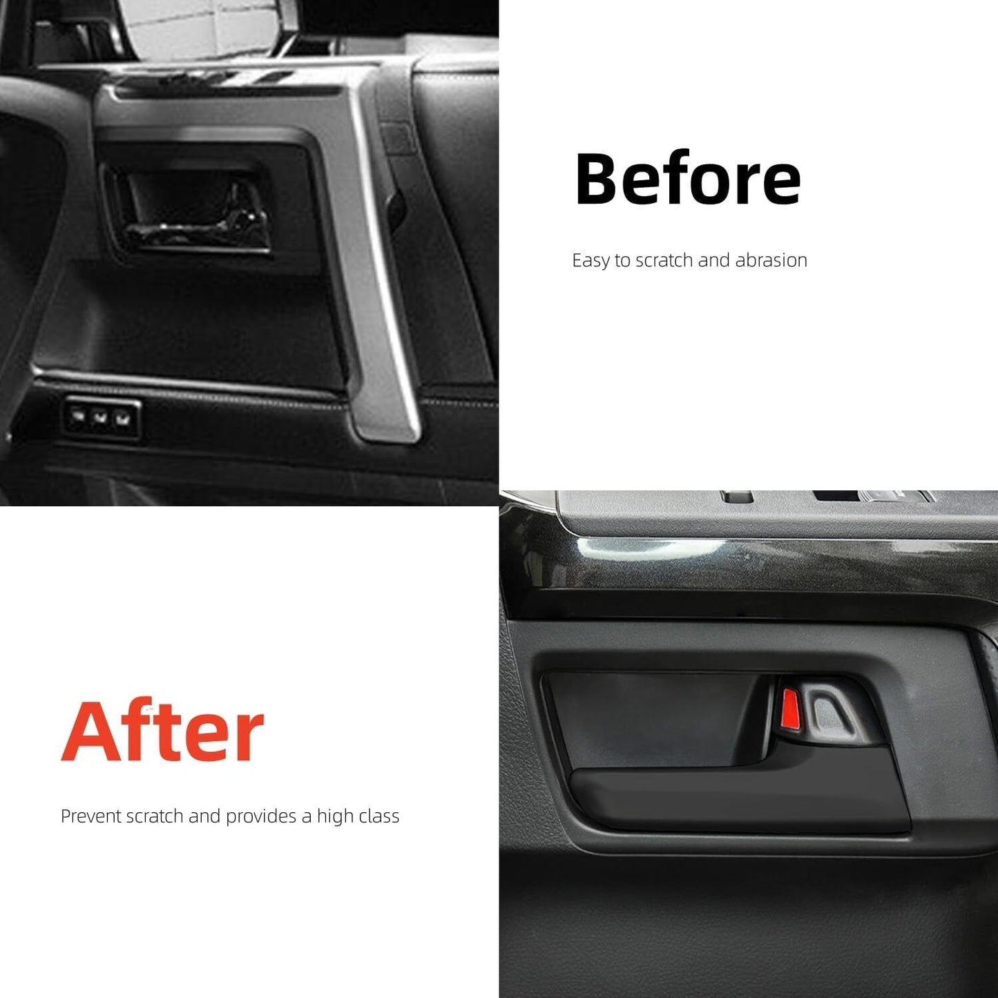 for Toyota 4Runner 2010-2024 Matte Black Interior Door Handle Cover Trim 4PCS