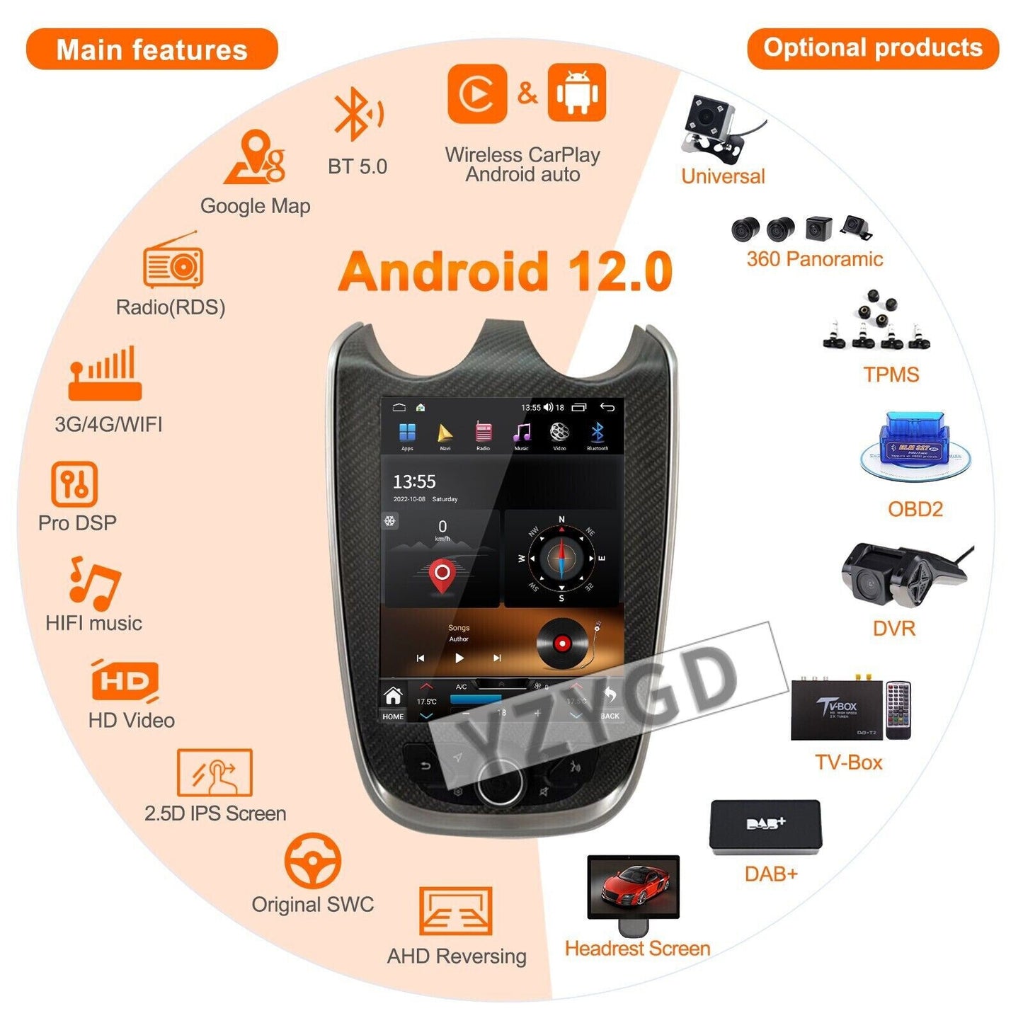 9.7 for McLaren GT 570 540C 600LT Android Car Radio Carplay Receiver Screen