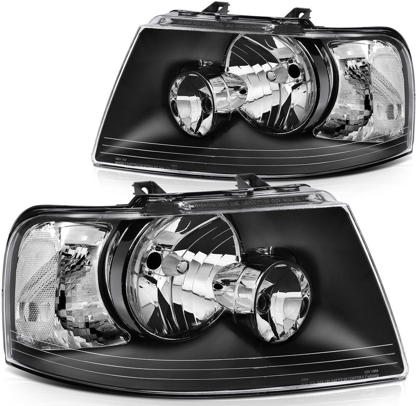 For 2003-2006 for Ford Expedition Front Black Left+Right Lamps Headlights Assembly