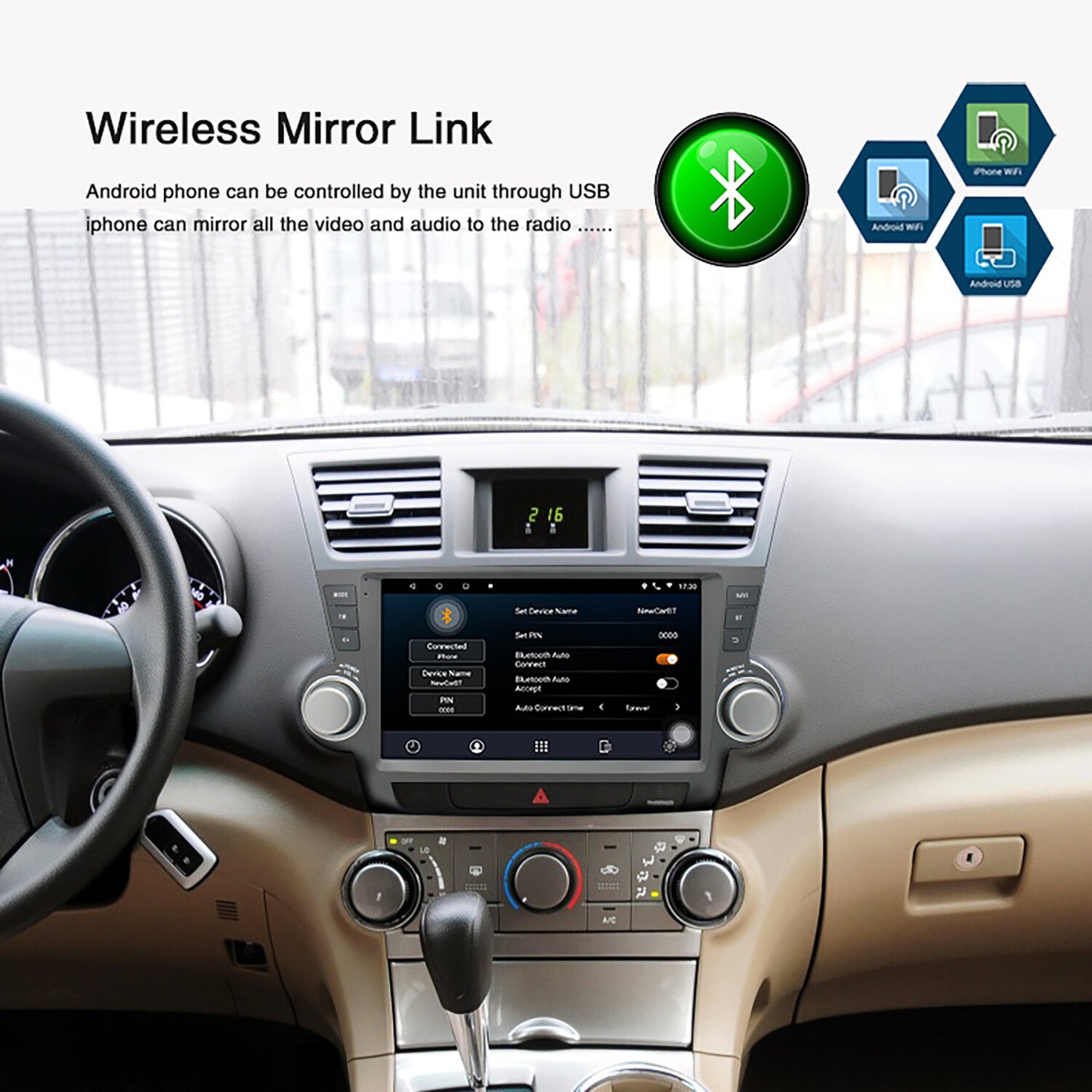 Car Stereo GPS Radio Navi Wifi CarPlay Android 12 for Toyota Highlander 2009-14