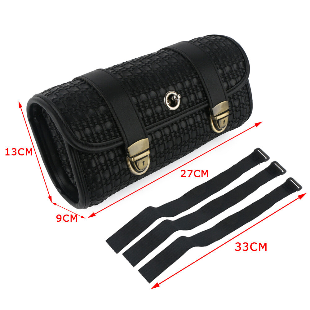 Motorcycle fork tool bag protective bag storage luggage case SaddleBag PU leather black