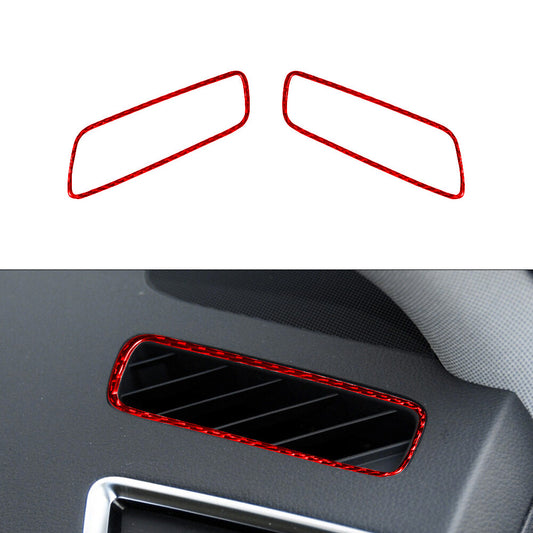 2X Red Carbon Fiber Defroster Vent Trim Panel for Audi Q5 2009-2017