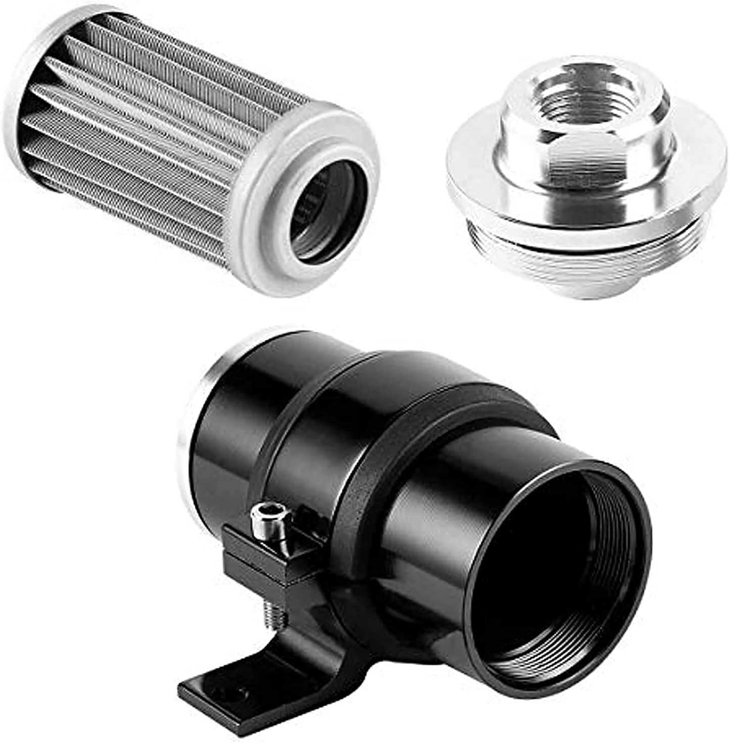 10-micron inline fuel/gas/gasoline filter + bracket for cleaning AN6, AN8, and AN10 ( )