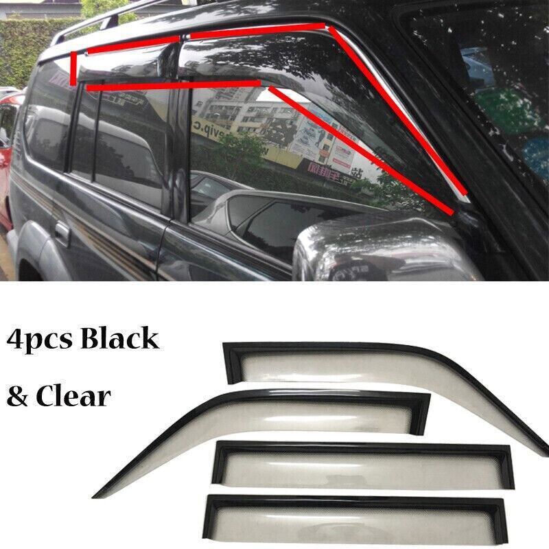 4P Side Door Window Sun Rain Eyebrow Shield Trim for Toyota Prado LC90 95 96-02
