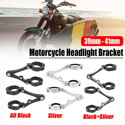 Motorcycle headlight and turn signal brackets are compatible with 39/41 mm fork tubes.