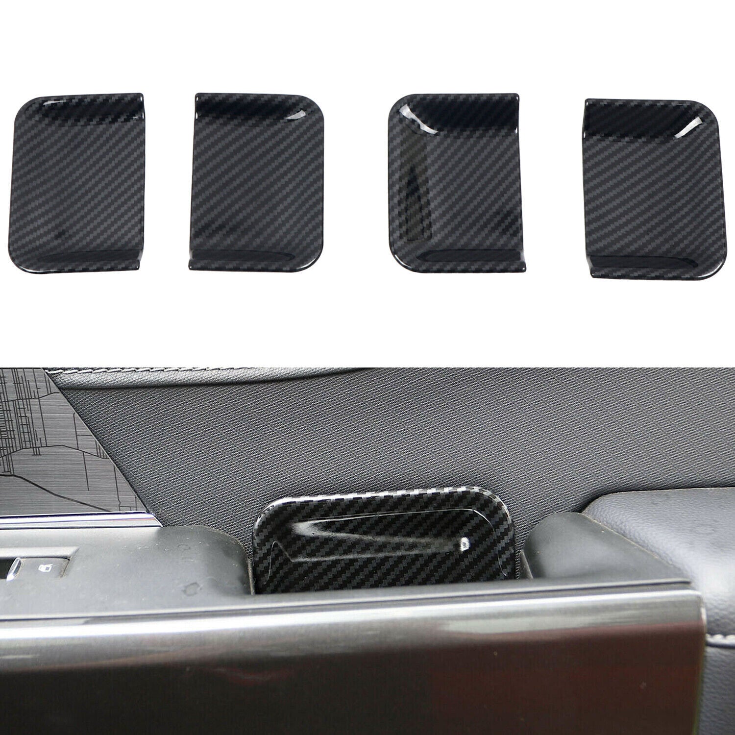 for Ford F-150 2021-2023 Carbon fiber Interior Car Door Handle Bowl Cover Trim