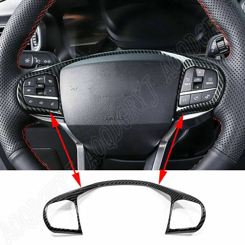 for Ford Explorer 2020-2022 ABS Carbon Fiber Steering Wheel Button Cover Trim