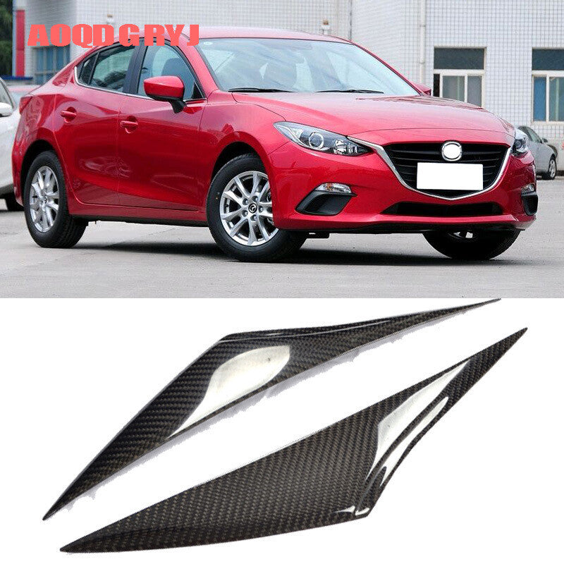 2p for Mazda 3 Axela 2014-2016 Carbon Fiber Headlight Eyebrows Eyelid Brow Cover