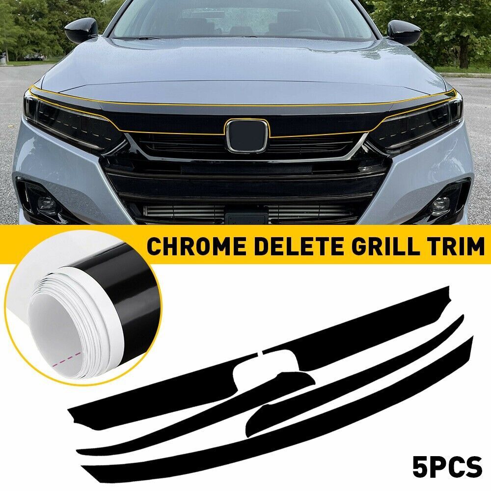 Gloss Black For 21-22 for Honda Accord Chrome Delete Front Grille Cover Trims
