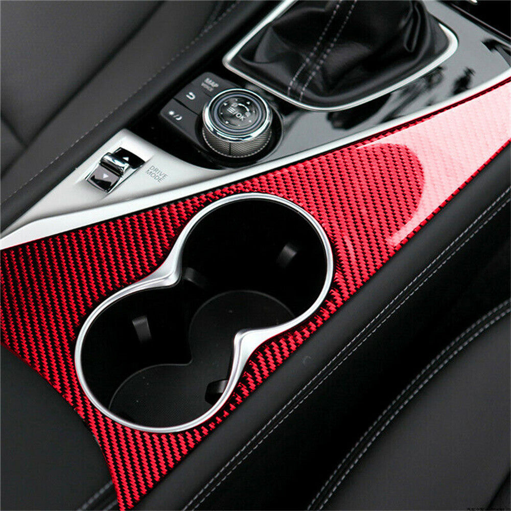 Red Carbon Fiber Water Cup Holder Panel Trim Cover for Infiniti Q50 Q60 2014-22