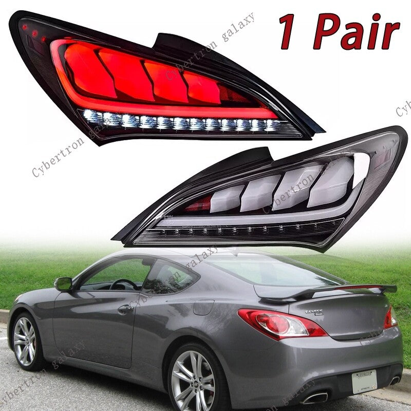 Pair For 2010-2016 for Hyundai for Genesis Coupe Shiny White Sequential LED Tail Lights