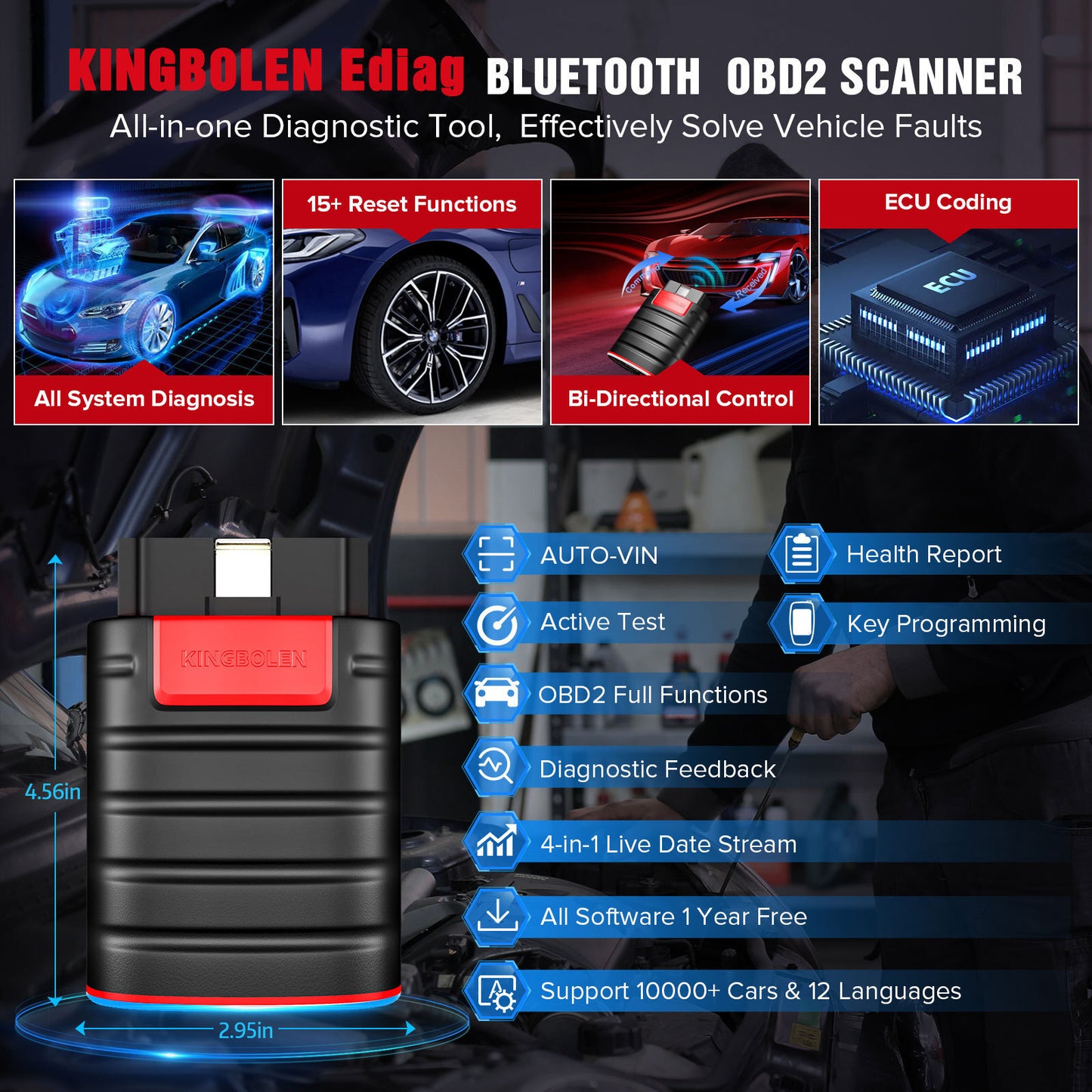 KINGBOLEN EDIAG Full System OBD2 Diagnostic All Brand License Update 1 Year